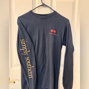 Simply Southern Navy Tee with Pink Bow and Gold Text